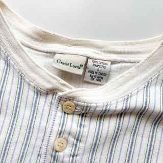 90's "MADE IN TURKEY" Great Land ヘンリーネック ストライプ カットソー