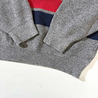 90's "MADE IN USA" LANDS'END ヘンリーネック ボーダー ニット セーター