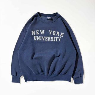 90's "MADE IN USA" NEW YORK UNIVERSITY カレッジ ワッペン スウェット