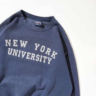 90's "MADE IN USA" NEW YORK UNIVERSITY カレッジ ワッペン スウェット