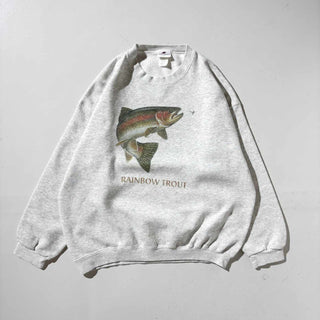90's "MADE IN USA" RAINOW TROUT フィッシュ プリント スウェット