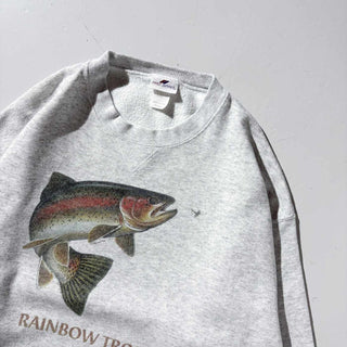 90's "MADE IN USA" RAINOW TROUT フィッシュ プリント スウェット