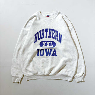 90's "MADE IN USA" RUGGED SWEATS 前V 3段カレッジプリント スウェット