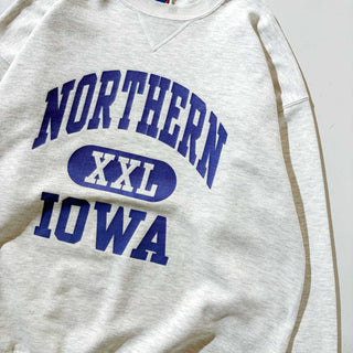 90's "MADE IN USA" RUGGED SWEATS 前V 3段カレッジプリント スウェット