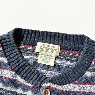 90's "MADE IN USA" ST JOHN'S BAY  ヘンリーネック ネイティブ ボーダー ニットセーター