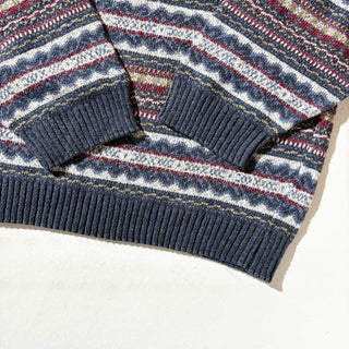 90's "MADE IN USA" ST JOHN'S BAY  ヘンリーネック ネイティブ ボーダー ニットセーター