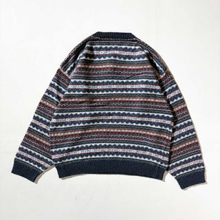 90's "MADE IN USA" ST JOHN'S BAY  ヘンリーネック ネイティブ ボーダー ニットセーター