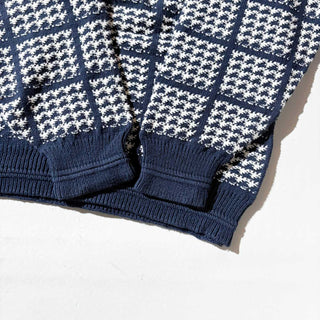 90's "MADE IN USA" TRADER BAY ハウンドトゥース コットン ニット セーター