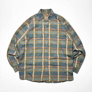90's MORGAN CREEK 織柄チェック B.D. レーヨン L/Sシャツ