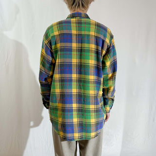 90's OLD GAP マルチチェック ボタンダウン L/Sネルシャツ