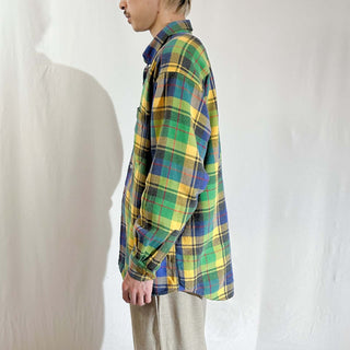 90's OLD GAP マルチチェック ボタンダウン L/Sネルシャツ
