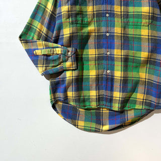 90's OLD GAP マルチチェック ボタンダウン L/Sネルシャツ