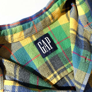 90's OLD GAP マルチチェック ボタンダウン L/Sネルシャツ
