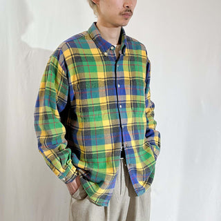 90's OLD GAP マルチチェック ボタンダウン L/Sネルシャツ