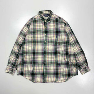 90's "made in USA" OLD RALPH LAUREN "LOWELL SPORT" マルチカラー チェック ライトネル L/Sシャツ