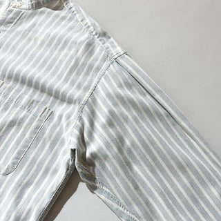 90's PERRY ELLIS 織柄 ストライプ スタンドカラー L/Sシャツ