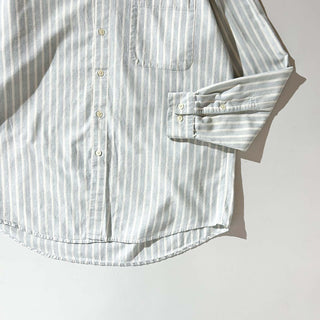 90's PERRY ELLIS 織柄 ストライプ スタンドカラー L/Sシャツ