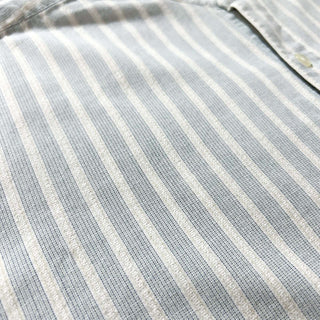 90's PERRY ELLIS 織柄 ストライプ スタンドカラー L/Sシャツ