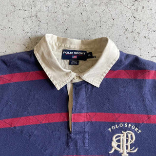 90's POLO SPORT ボーダー コットン ラガーシャツ