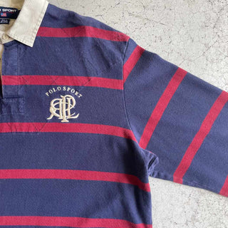 90's POLO SPORT ボーダー コットン ラガーシャツ