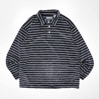 90's PROFILO SPORT  ベロア L/S マルチボーダー ポロシャツ