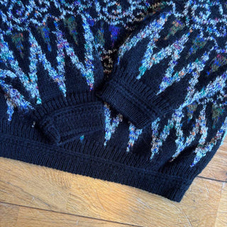 ～90's Peter England 総柄 アクリル Vネック ニット セーター