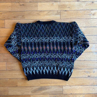 ～90's Peter England 総柄 アクリル Vネック ニット セーター
