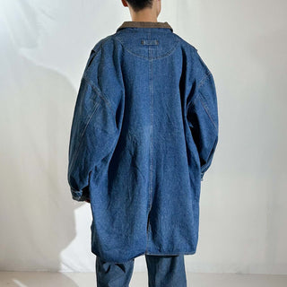 90's RESULTS レザー切替 デニム コート