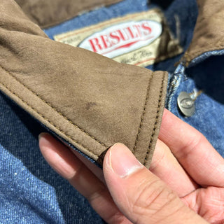 90's RESULTS レザー切替 デニム コート