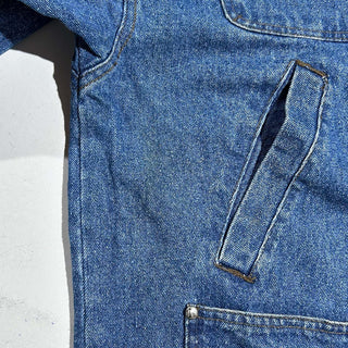 90's RESULTS レザー切替 デニム コート