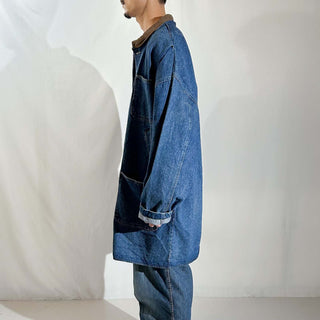 90's RESULTS レザー切替 デニム コート