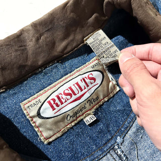 90's RESULTS レザー切替 デニム コート