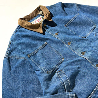 90's RESULTS レザー切替 デニム コート