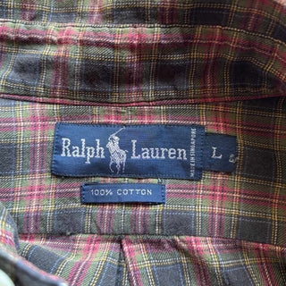 90's "made in SINGAPORE" Ralph Lauren チェック ボタンダウン L/Sシャツ