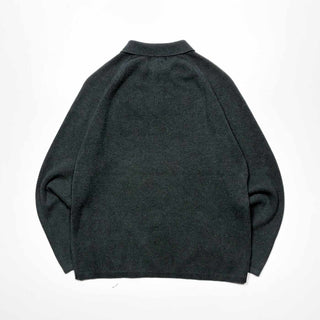 90's "made in AUSTRALIA" SLATES ラグラン ニット L/Sポロシャツ (グレー)
