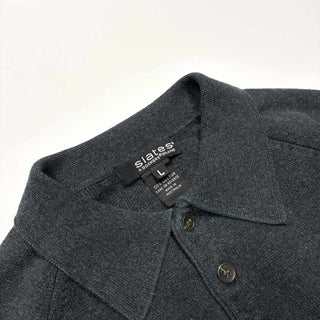 90's "made in AUSTRALIA" SLATES ラグラン ニット L/Sポロシャツ (グレー)