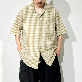 90's St.Jones Bay "SEERSUCKER" 開襟チェック S/Sシャツ