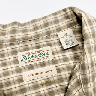 90's St.Jones Bay "SEERSUCKER" 開襟チェック S/Sシャツ