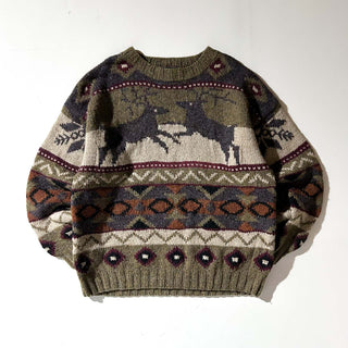 90's Timberland "HAND KNIT" ノルディック ウール ニット セーター