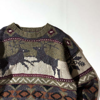 90's Timberland "HAND KNIT" ノルディック ウール ニット セーター