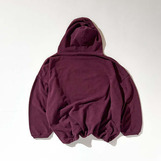 90's VENEZIA ワインレッド ドローコード 鹿の子 ブランドネーム プリント スウェット パーカ