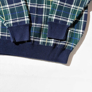 90's WOODS&GRAY チェック コットン ニット セーター