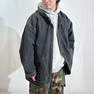 90's～00's Dual Control ブラックデニム フェード フーデッド ジャケット