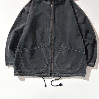 90's～00's Dual Control ブラックデニム フェード フーデッド ジャケット
