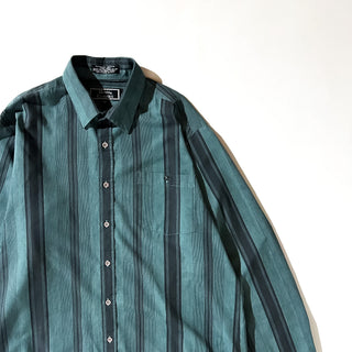 90's～00's GIANI CLASSICS レギュラーカラー オンブレ風 ストライプ L/Sシャツ