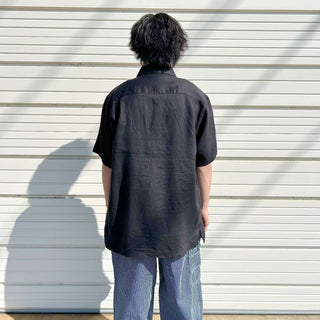 90's～00's LINEA UOMO ブラックリネン ボックス S/S シャツ