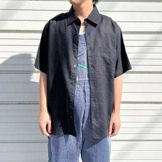 90's～00's LINEA UOMO ブラックリネン ボックス S/S シャツ
