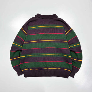 90's～00's WOODS&GRAY ボーダー コットン ポロ セーター