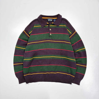 90's～00's WOODS&GRAY ボーダー コットン ポロ セーター