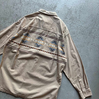 90's〜 CHAPS ネイティブ柄 シャモアクロス ボックスカット L/S シャツ